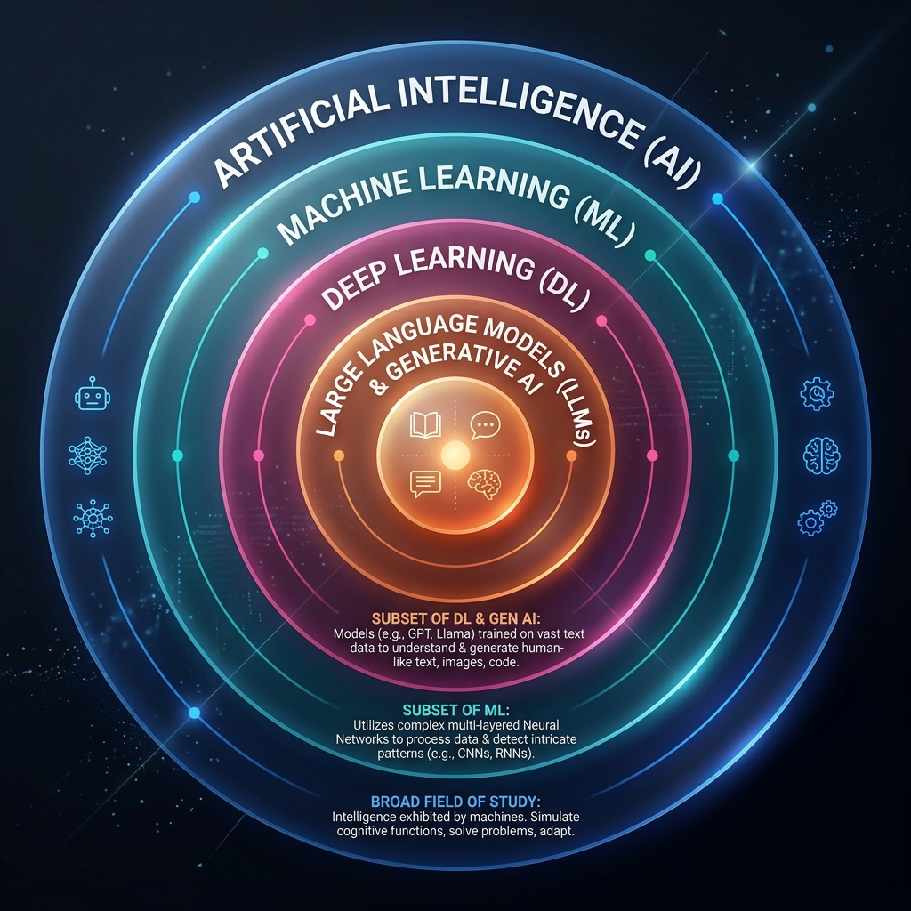 AI ML DL LLM Venn Diagram